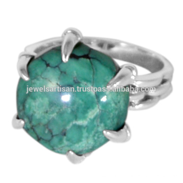 Bijoux à anneaux en argent sterling 925 en pierres précieuses turquoise tibétain